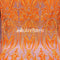 Neon Orange Geometric Sequin Fabric _ Embroidered 4 Way Stretch Mesh