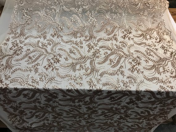 New Champagne Designed Embroidery Stretch Sequin 4 Way On A Mesh Lace Fabric Sold By The YardICE FABRICSICE FABRICSNew Champagne Designed Embroidery Stretch Sequin 4 Way On A Mesh Lace Fabric Sold By The Yard ICE FABRICS