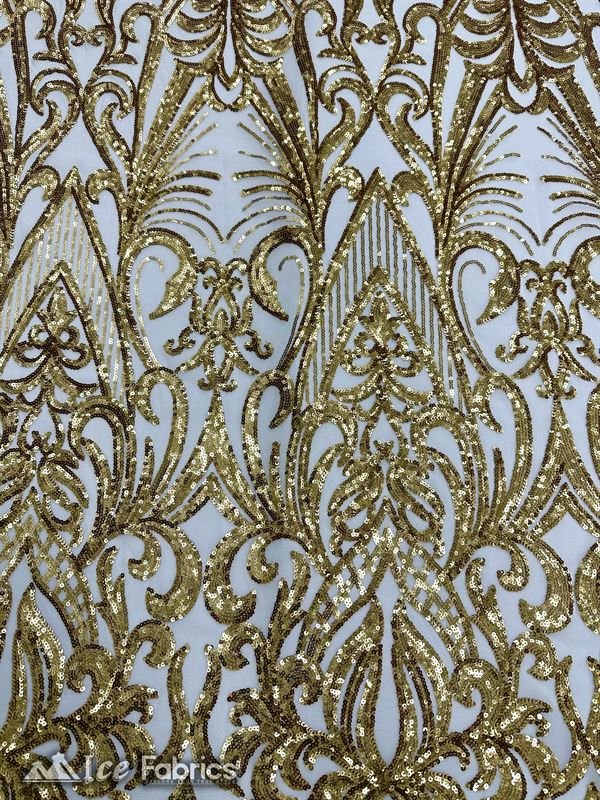New Embroidered 4 Way Stretch Spandex Sequin FabricICE FABRICSICE FABRICSBy The Yard (60" Wide)GoldNew Embroidered 4 Way Stretch spandex Sequin Fabric ICE FABRICS
