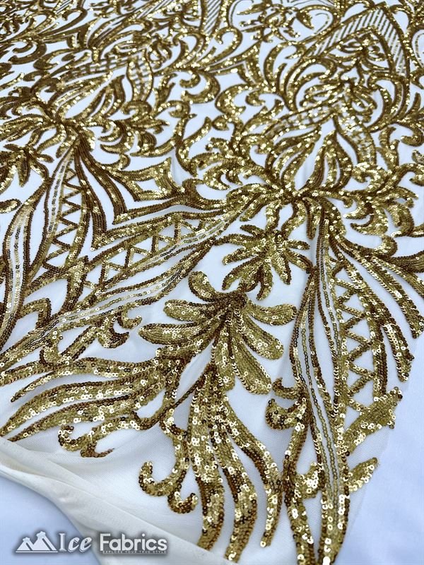 New Embroidered 4 Way Stretch Spandex Sequin FabricICE FABRICSICE FABRICSBy The Yard (60" Wide)ChampagneNew Embroidered 4 Way Stretch spandex Sequin Fabric ICE FABRICS