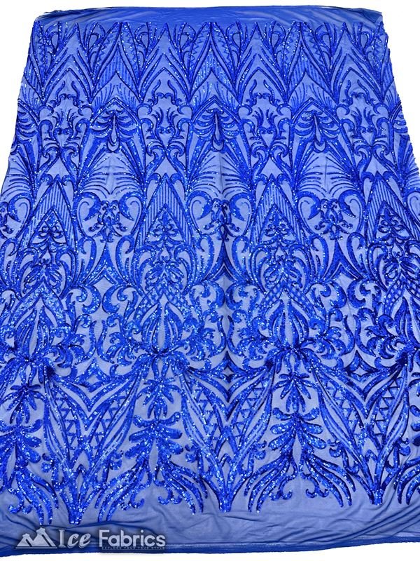 New Embroidered 4 Way Stretch Spandex Sequin FabricICE FABRICSICE FABRICSBy The Yard (60" Wide)Royal BlueNew Embroidered 4 Way Stretch spandex Sequin Fabric ICE FABRICS