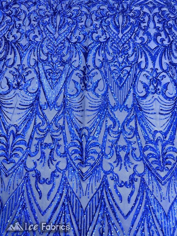 New Embroidered 4 Way Stretch Spandex Sequin FabricICE FABRICSICE FABRICSBy The Yard (60" Wide)Royal BlueNew Embroidered 4 Way Stretch spandex Sequin Fabric ICE FABRICS