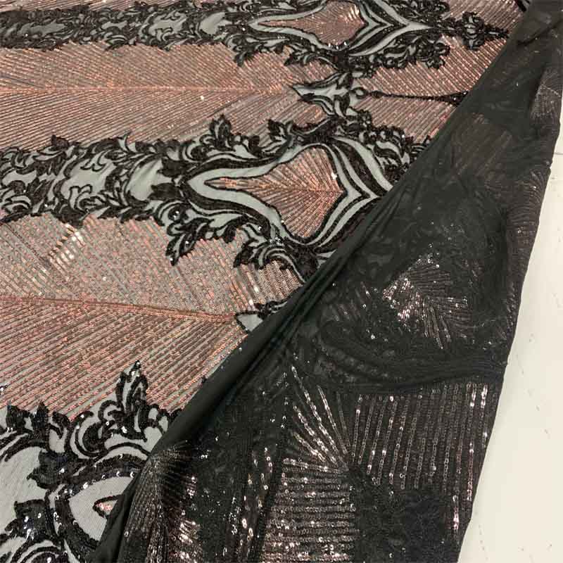 New Embroidery 4 Way Stretch Sequins Lace On Mesh FabricICEFABRICICE FABRICSDusty Rose&Black on Black MeshNew Embroidery 4 Way Stretch Sequins Lace On Mesh Fabric ICEFABRIC