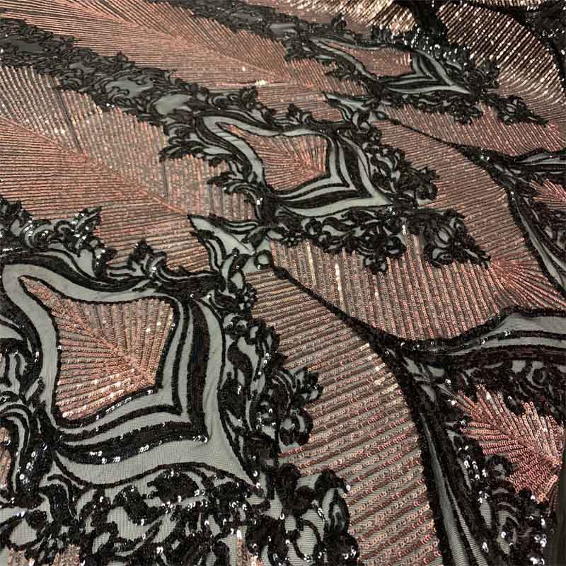 New Embroidery 4 Way Stretch Sequins Lace On Mesh FabricICEFABRICICE FABRICSDusty Rose&Black on Black MeshNew Embroidery 4 Way Stretch Sequins Lace On Mesh Fabric ICEFABRIC
