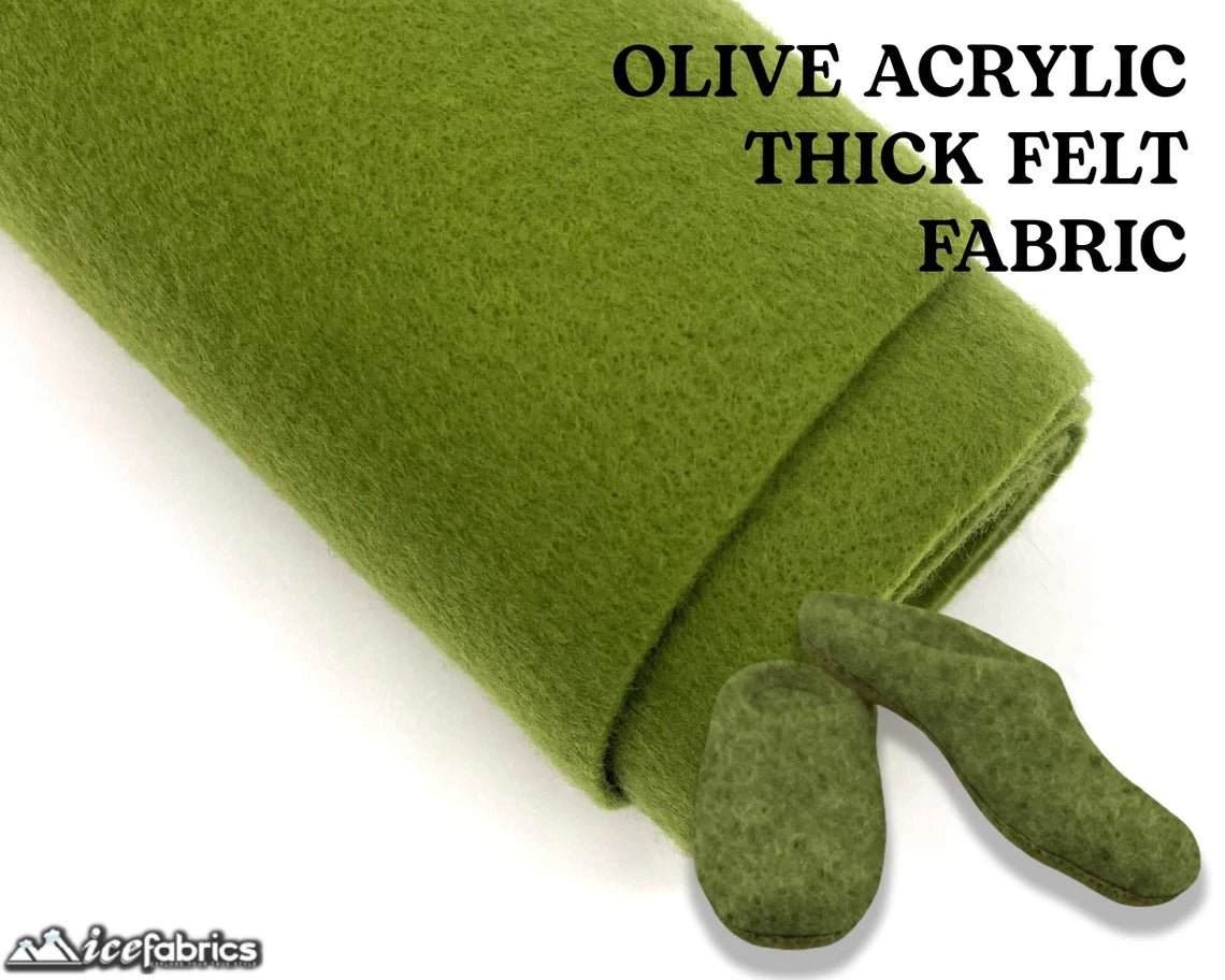 Olive Acrylic Wholesale Felt Fabric 1.6mm ThickICE FABRICSICE FABRICSBy The Roll (72" Wide)Olive Acrylic Wholesale Felt Fabric (20 Yards Bolt ) 1.6mm Thick ICE FABRICS