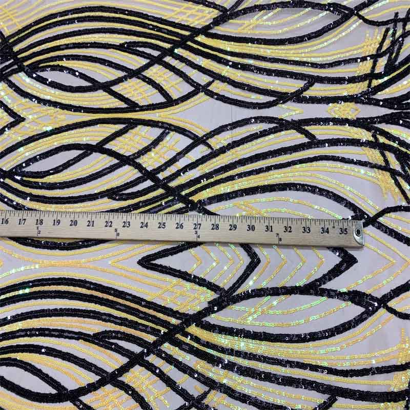 Peacock Design 4 Way Stretch Sequins (Iridescent) Fabric By The YardICEFABRICICE FABRICSYellow On Nude MeshPeacock Design 4 Way Stretch Sequins (Iridescent) Fabric By The Yard ICEFABRIC