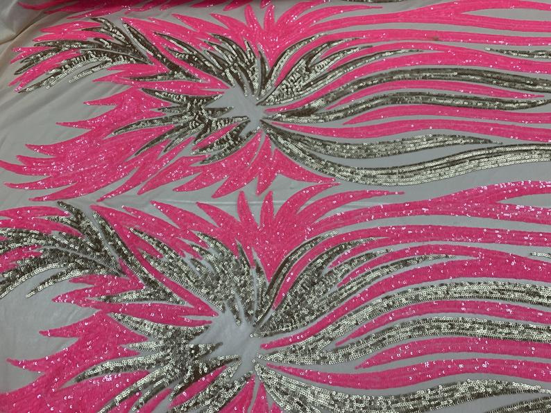 Pink French Fashion Embroidery Stretch Sequin Fabric By The YardICEFABRICICE FABRICSPink French Fashion Embroidery Stretch Sequin Fabric By The Yard ICEFABRIC