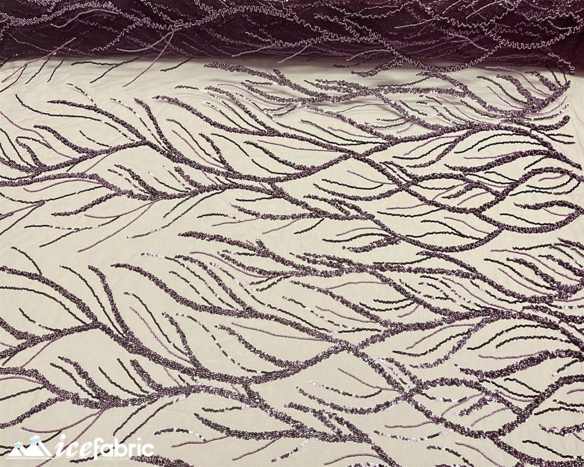 Plum Handmade Beaded Fabric / Lace Fabric With SequinICE FABRICSICE FABRICSBy the yardPlum Handmade Beaded Fabric / Lace Fabric With Sequin ICE FABRICS