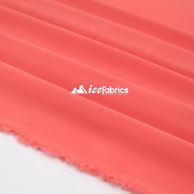 Poly Chiffon Fabric By The Roll (25Yards) 30 Colors AvailableChiffon FabricICEFABRICICE FABRICSCoralBy The Roll (60" Wide)Poly Chiffon Fabric By The Roll (25Yards) 30 Colors Available ICEFABRIC