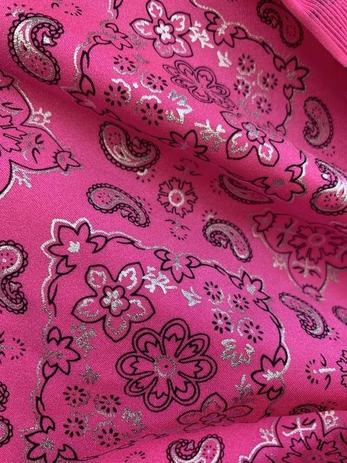 Poly Spandex 4 Way Stretch Fabric Bandanna Pattern Design Sold By The YardSpandex FabricICEFABRICICE FABRICSPinkPoly Spandex 4 Way Stretch Fabric Bandanna Pattern Design Sold By The Yard ICEFABRIC