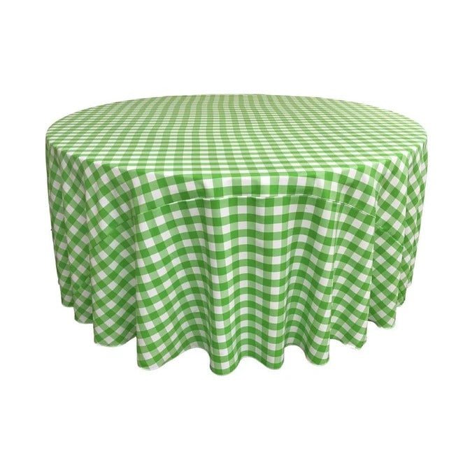 Polyester 90 Inch Checkered Round TableclothsICEFABRICICE FABRICSLime1Polyester 90 Inch Checkered Round Tablecloths ICEFABRIC