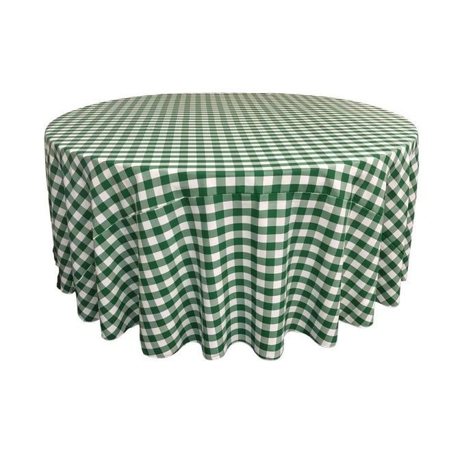 Polyester 90 Inch Checkered Round TableclothsICEFABRICICE FABRICSHunter Green1Polyester 90 Inch Checkered Round Tablecloths ICEFABRIC