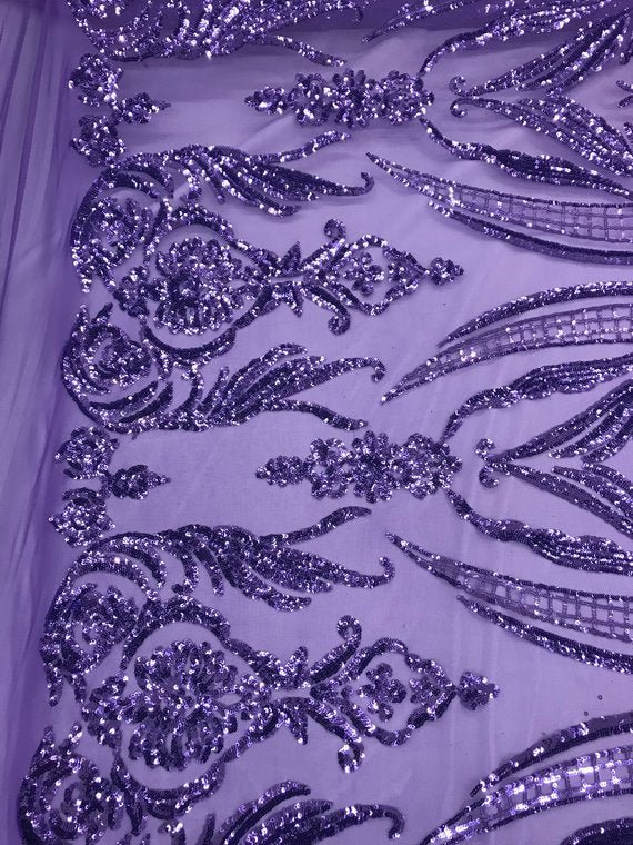 Purple Arabic Design Embroidered 4 Way Stretch Sequin Fabric Sold By The YardICE FABRICSICE FABRICSPurple Arabic Design Embroidered 4 Way Stretch Sequin Fabric Sold By The Yard ICE FABRICS