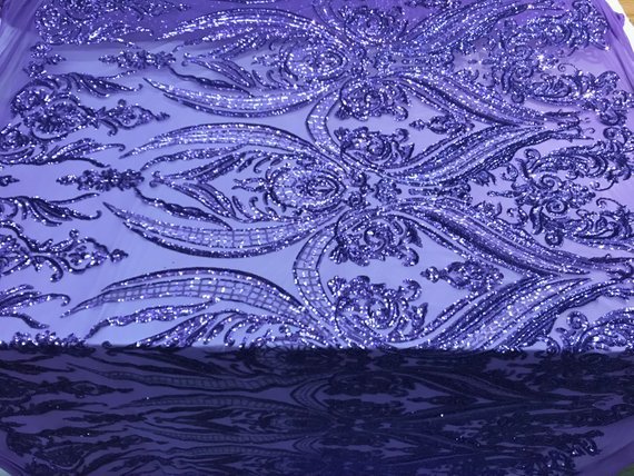 Purple Arabic Design Embroidered 4 Way Stretch Sequin Fabric Sold By The YardICE FABRICSICE FABRICSPurple Arabic Design Embroidered 4 Way Stretch Sequin Fabric Sold By The Yard ICE FABRICS