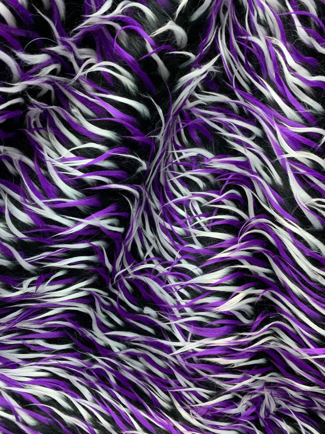 Purple, White, and Black Faux Fur Fabric By The Yard 3 Tone Fashion Fabric MaterialICE FABRICSICE FABRICSPurple, White, and Black Faux Fur Fabric By The Yard 3 Tone Fashion Fabric Material ICE FABRICS