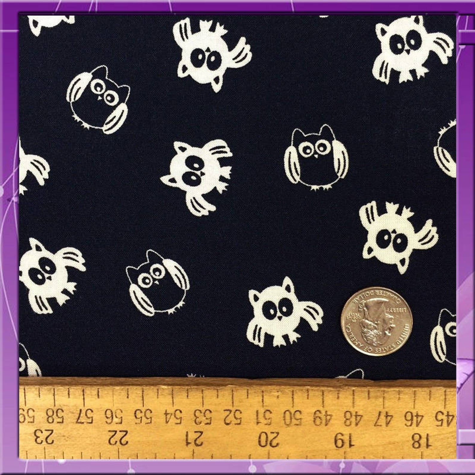 Rayon challis WHAT A HOOT owls on navy blue background 58 inches wide fabric sold by the yard soft organic fabric kidsICE FABRICSICE FABRICS1Rayon challis WHAT A HOOT owls on navy blue background 58 inches wide fabric sold by the yard soft organic fabric kids ICE FABRICS