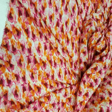 Orange/Fuchsia Floral Print Soft Rayon Cahllis - IceFabrics