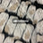 Rectangular Beige Bricks Sexy Design on Black Long Pile Faux Fur Fabric