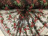 Red Flowers On Black Mesh