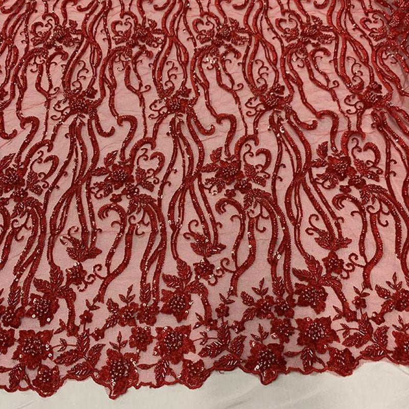 Red Beaded Fabric Luxury Fabric Embroidery Fabric Fashion FabricICEFABRICICE FABRICSRed Beaded Fabric Luxury Fabric Embroidery Fabric Fashion Fabric ICEFABRIC