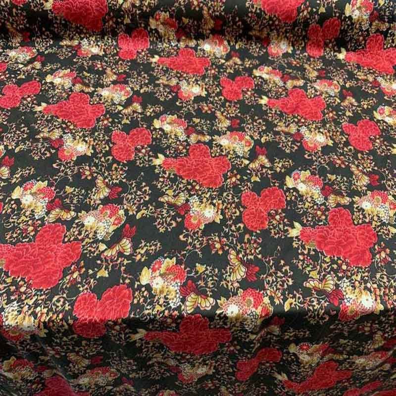 Red Floral Flowers on Brown Background Very Soft and Flowy Organic Rayon Challis FabricICEFABRICICE FABRICSChallis FabricRed Floral Flowers on Brown Background Very Soft and Flowy Organic Rayon Challis Fabric ICEFABRIC