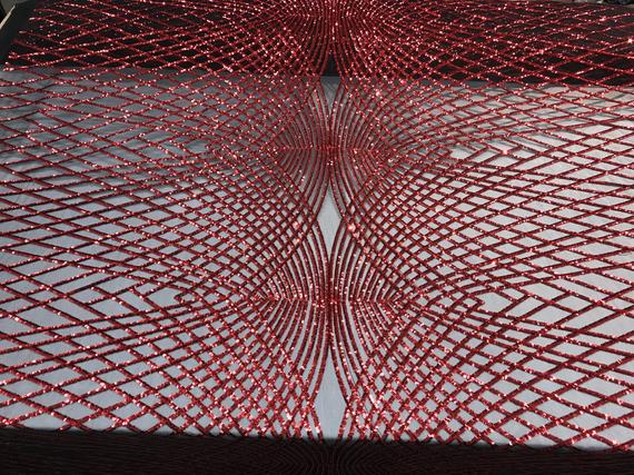 Red Luxury Design Embroidered 4 Way Stretch Sequin Fabric For Wedding Prom Dresses Tablecloths Night GownsICE FABRICSICE FABRICSRed Luxury Design Embroidered 4 Way Stretch Sequin Fabric For Wedding Prom Dresses Tablecloths Night Gowns ICE FABRICS