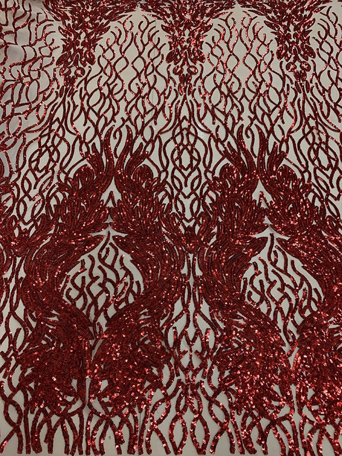 Red on Nude Mesh _ Iridescent Fabric _ Stretch Sequins Fabric _ Mesh LaceICEFABRICICE FABRICSRed On Nude MeshRed on Nude Mesh _ Iridescent Fabric _ Stretch Sequins Fabric _ Mesh Lace ICEFABRIC