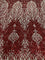 Red on Nude Mesh _ Iridescent Fabric _ Stretch Sequins Fabric _ Mesh Lace