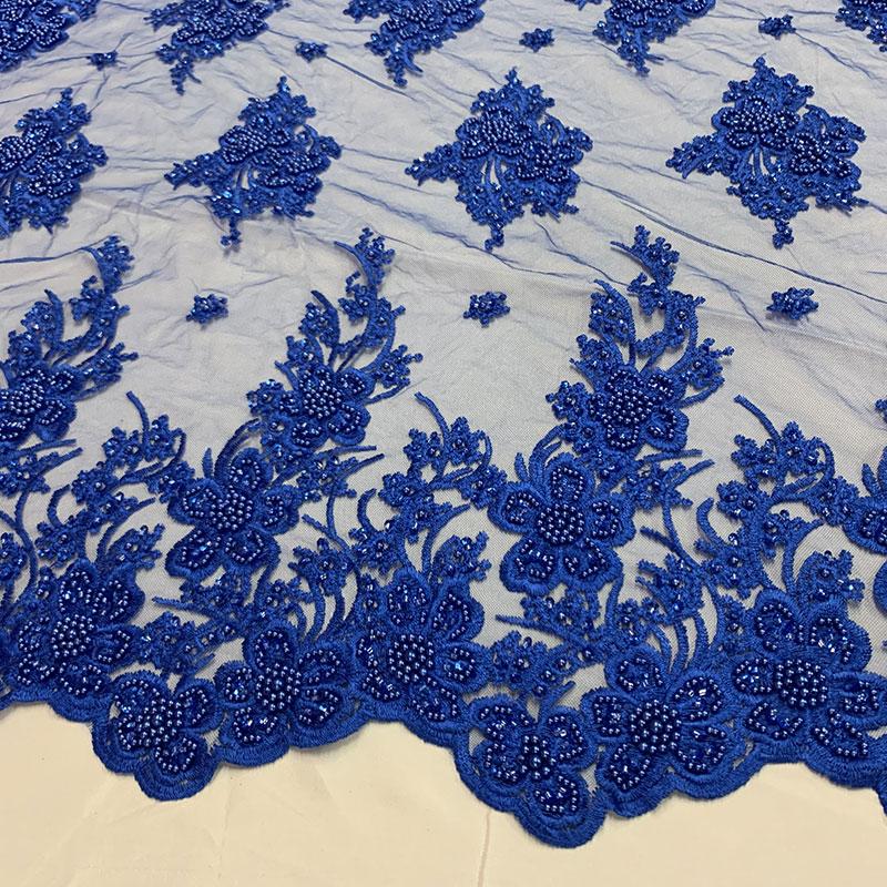 Royal Blue Beaded Fabric _ Lace Floral embroidered fabric _ Bridal FabricICEFABRICICE FABRICSRoyal BluePer Yard (36 Inches)Royal Blue Beaded Fabric _ Lace Floral embroidered fabric _ Bridal Fabric ICEFABRIC