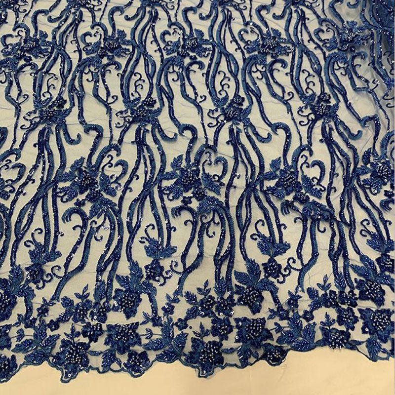Royal Blue Beaded Fabric Luxury Fabric Embroidery Fabric Fashion FabricICEFABRICICE FABRICSRoyal Blue Beaded Fabric Luxury Fabric Embroidery Fabric Fashion Fabric ICEFABRIC
