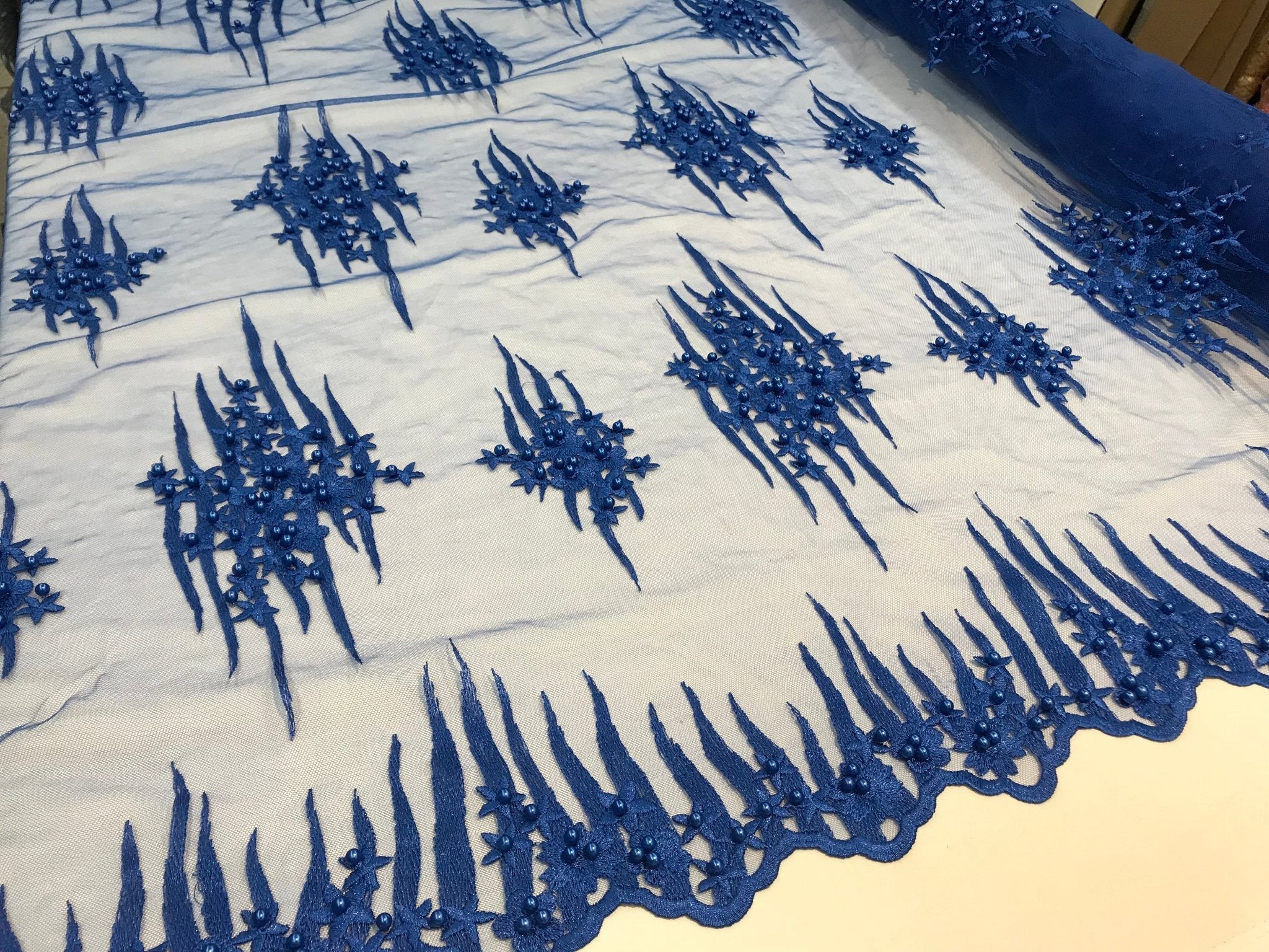 Royal Blue Design Beaded Fabric,Lace Fabric By The Yard-Embroider Beaded For Bridal-Floral Mesh Dress Lace Prom-Nightgown skirts runnersICE FABRICSICE FABRICSRoyal Blue Design Beaded Fabric,Lace Fabric By The Yard-Embroider Beaded For Bridal-Floral Mesh Dress Lace Prom-Nightgown skirts runners ICE FABRICS