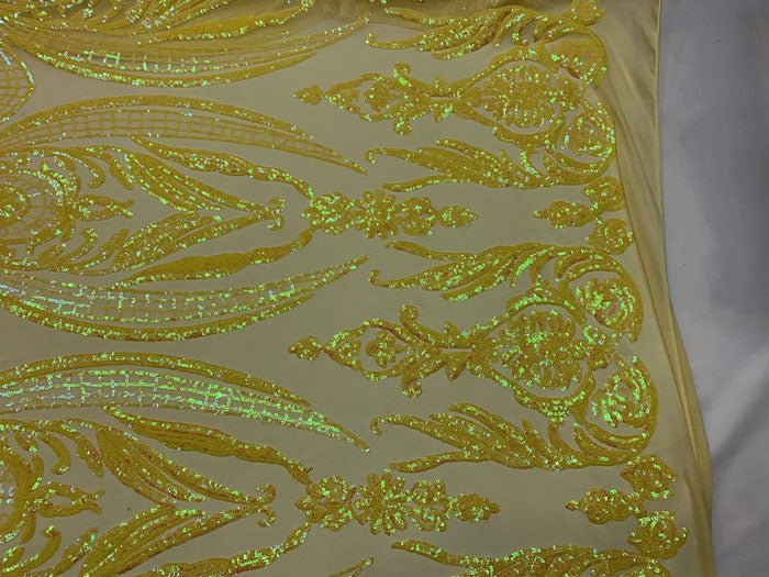 Royalty Iridescent Sequins 4 Way Stretch Spandex Mesh Fabric By The YardICEFABRICICE FABRICSLavender On Nude MeshRoyalty Iridescent Sequins 4 Way Stretch Spandex Mesh Fabric By The Yard ICEFABRIC