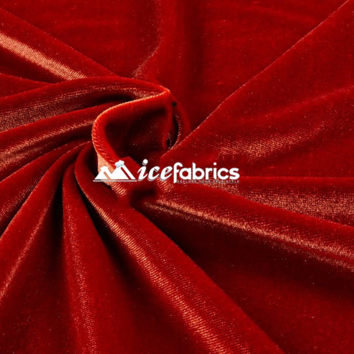 Get 4 Way Stretch Rust Velvet Fabric By The Yard