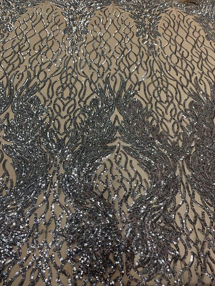 Silver on Nude Mesh _ Iridescent Fabric _ Stretch Sequins Fabric _ Mesh LaceICEFABRICICE FABRICSSilver On Nude MeshSilver on Nude Mesh _ Iridescent Fabric _ Stretch Sequins Fabric _ Mesh Lace ICEFABRIC