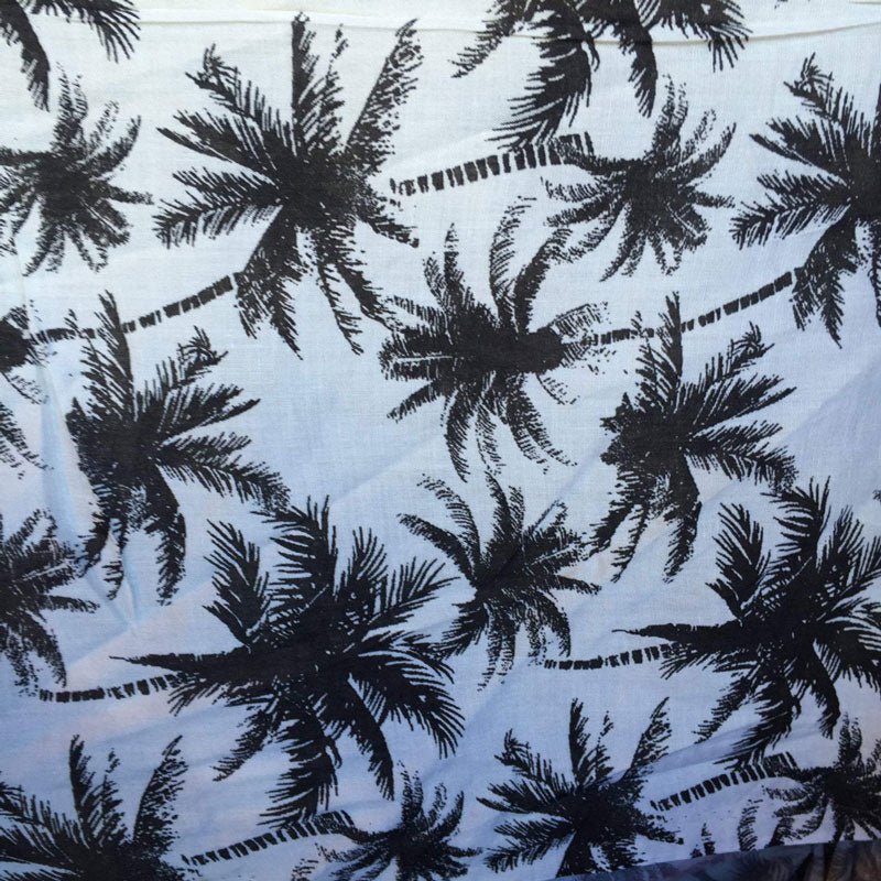 Soft Tropical Black & Blue Palm Trees Patterns Rayon Challis Fabric Sold By The YardICEFABRICICE FABRICSChallis FabricSoft Tropical Black & Blue Palm Trees Patterns Rayon Challis Fabric Sold By The Yard ICEFABRIC