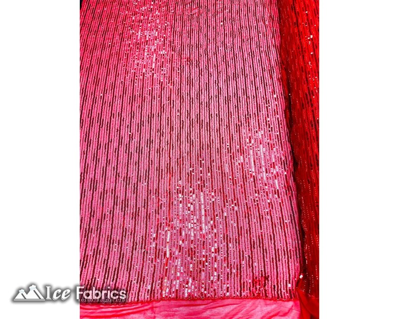 Stretch Beaded Fabric with Embroidery Sequin on MeshICE FABRICSICE FABRICSRed60" WideStretch Beaded Fabric with Embroidery Sequin on Mesh