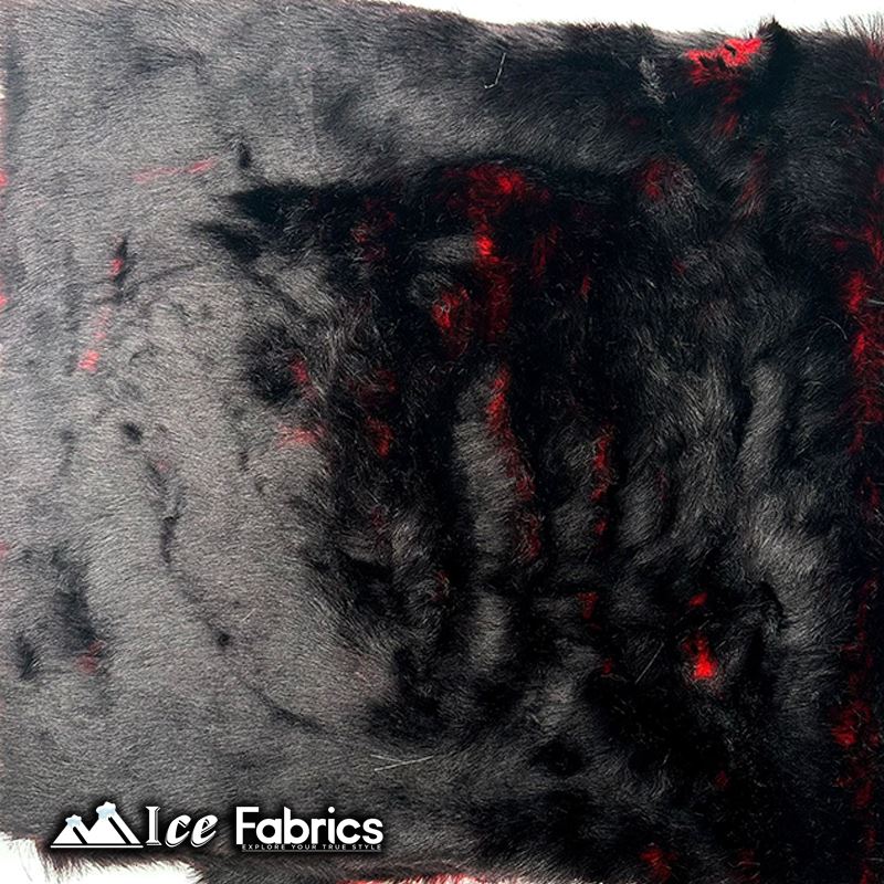 Thick Red Black Two Tone Faux Fur FabricICE FABRICSICE FABRICSBy The Yard (60” Wide)Thick Red Black Two Tone Faux Fur Fabric ICE FABRICS