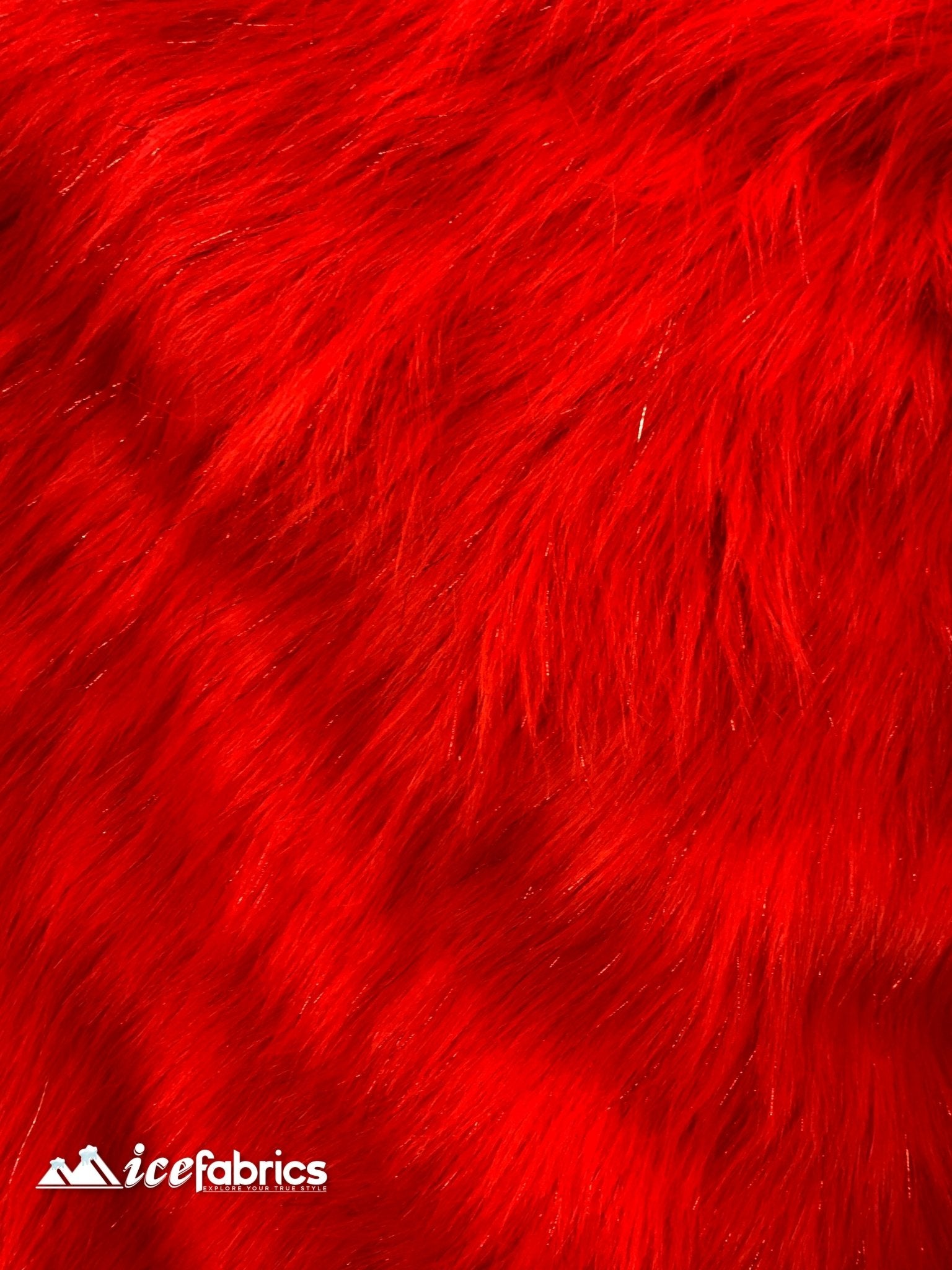 Tinsel Long Pile Mongolian Faux Fur Fabric By The Yard Fashion FabricICEFABRICICE FABRICSRedBy The Yard (60 inches Wide)Tinsel Long Pile Mongolian Faux Fur Fabric By The Yard Fashion Fabric ICEFABRIC