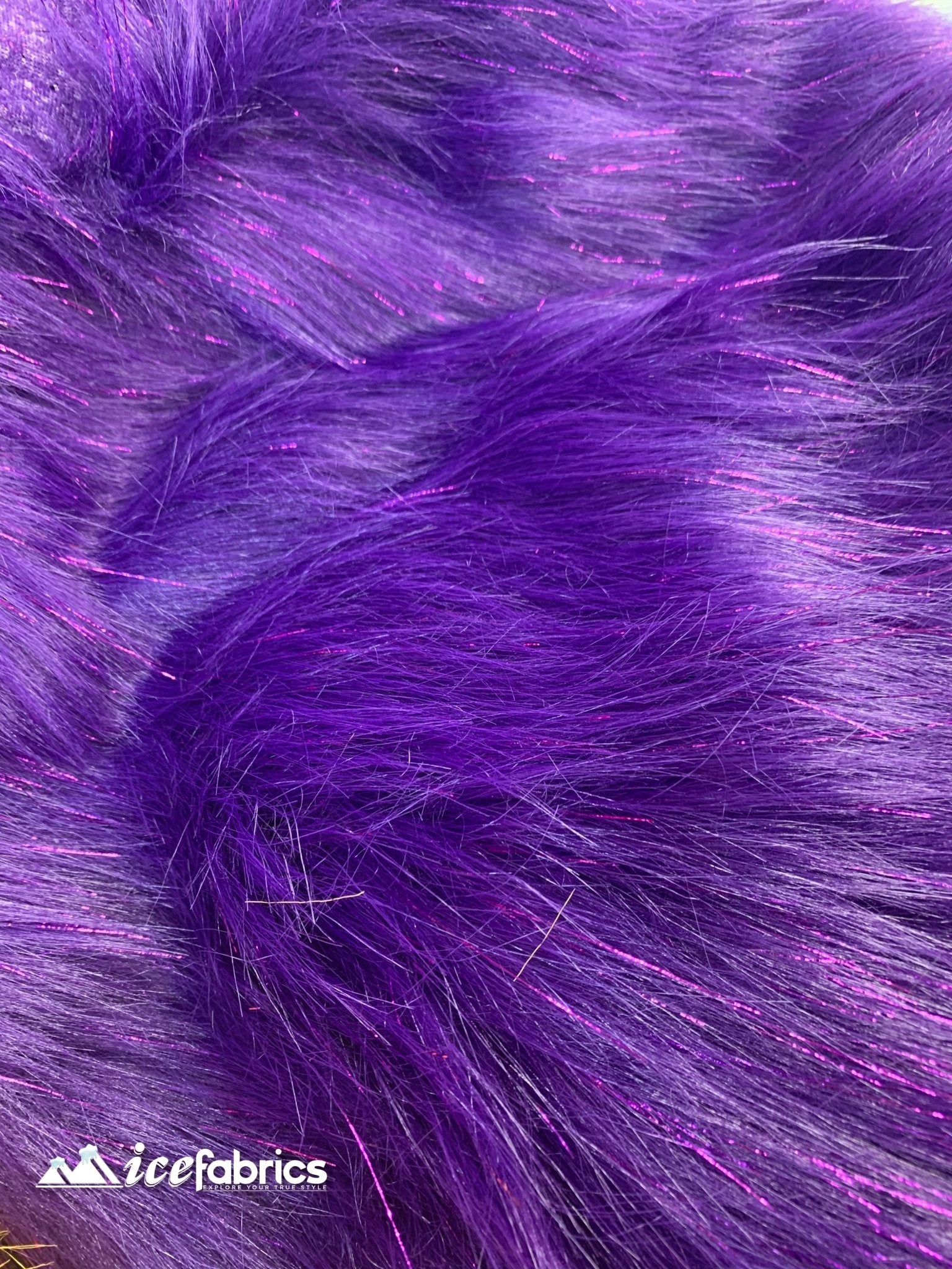 Tinsel Long Pile Mongolian Faux Fur Fabric By The Yard Fashion FabricICEFABRICICE FABRICSPurpleBy The Yard (60 inches Wide)Tinsel Long Pile Mongolian Faux Fur Fabric By The Yard Fashion Fabric ICEFABRIC