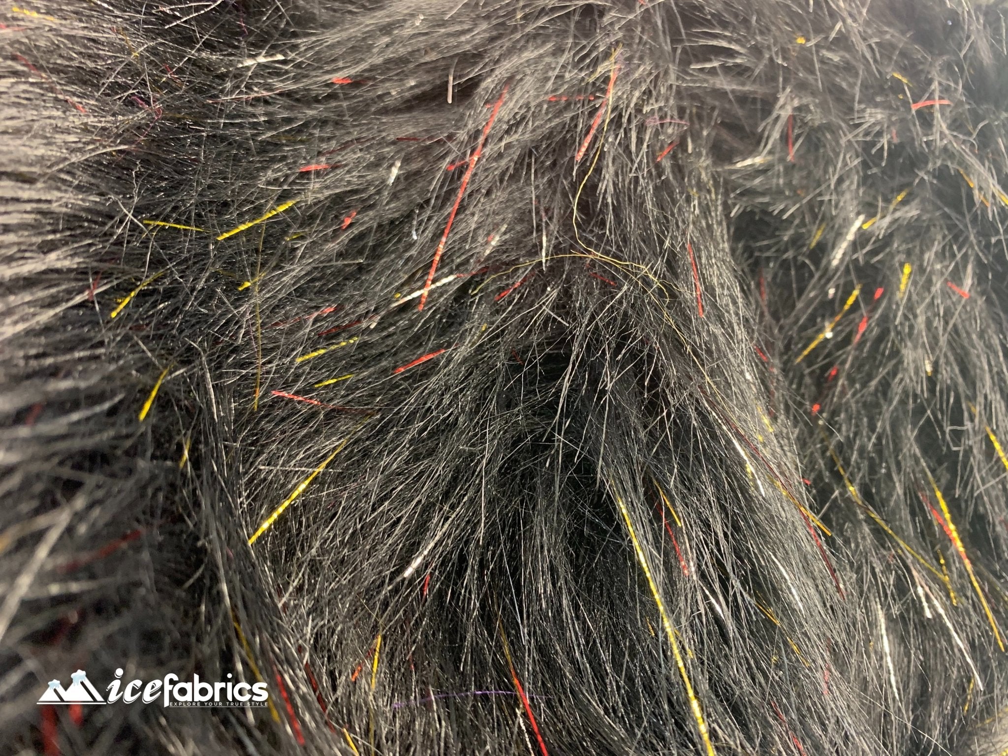 Tinsel Long Pile Mongolian Faux Fur Fabric By The Yard Fashion FabricICEFABRICICE FABRICSBlackBy The Yard (60 inches Wide)Tinsel Long Pile Mongolian Faux Fur Fabric By The Yard Fashion Fabric ICEFABRIC