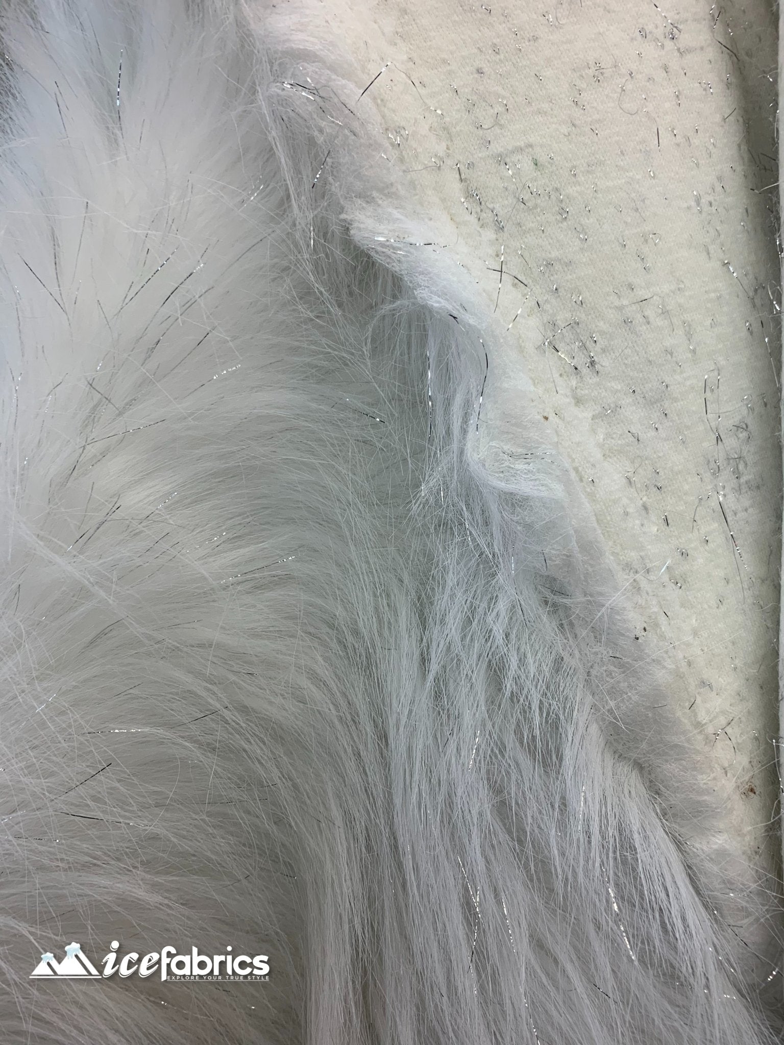 Tinsel Long Pile Mongolian Faux Fur Fabric By The Yard Fashion FabricICEFABRICICE FABRICSWhiteBy The Yard (60 inches Wide)Tinsel Long Pile Mongolian Faux Fur Fabric By The Yard Fashion Fabric ICEFABRIC