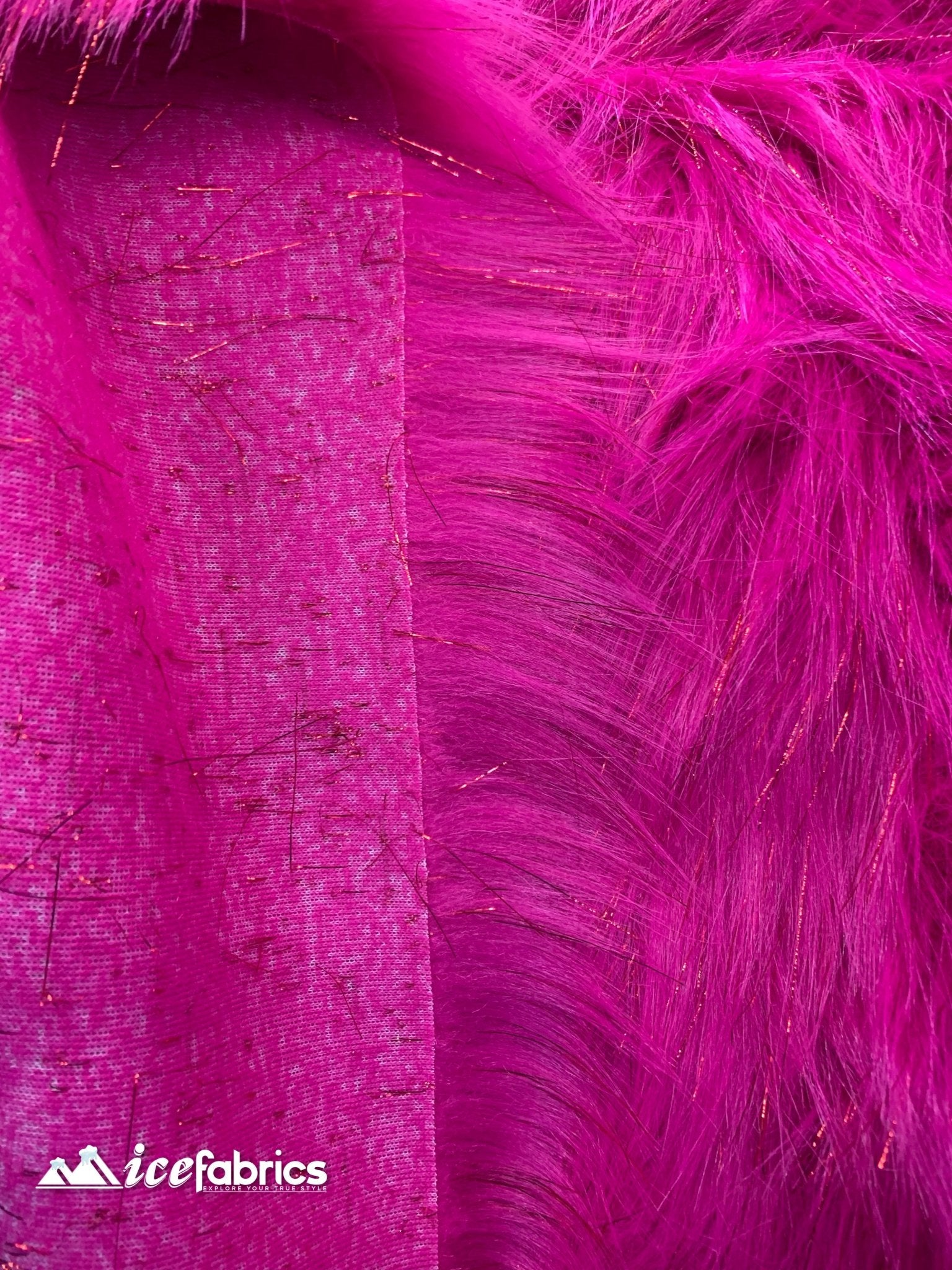 Tinsel Long Pile Mongolian Faux Fur Fabric By The Yard Fashion FabricICEFABRICICE FABRICSFuchsiaBy The Yard (60 inches Wide)Tinsel Long Pile Mongolian Faux Fur Fabric By The Yard Fashion Fabric ICEFABRIC