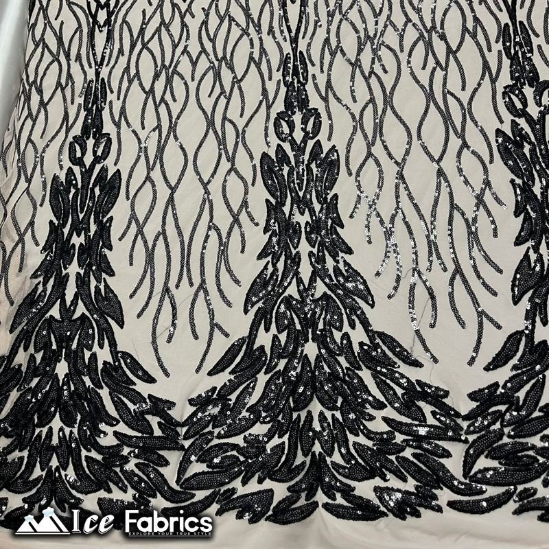 Tree Design Embroidery Stretch Sequin Fabric / Spandex MeshICE FABRICSICE FABRICSBy The Yard (56" Wide)Black on NudeTree Design Embroidery Stretch Sequin Fabric / Spandex Mesh ICE FABRICS