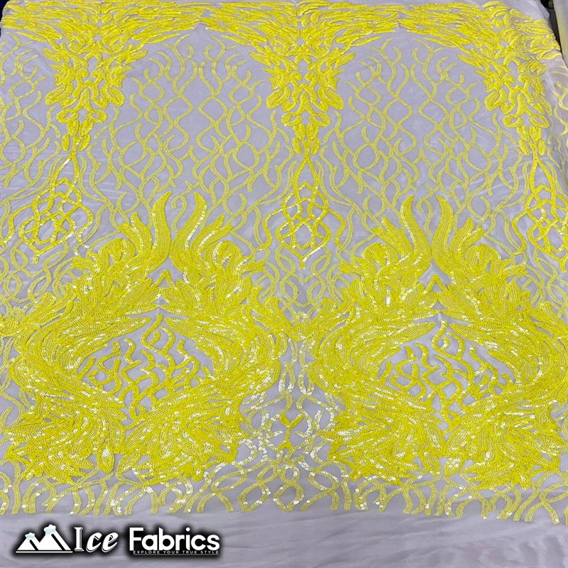 Tree Design Embroidery Stretch Sequin Fabric / Spandex MeshICE FABRICSICE FABRICSBy The Yard (56" Wide)YellowTree Design Embroidery Stretch Sequin Fabric / Spandex Mesh ICE FABRICS