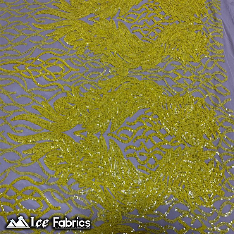 Tree Design Embroidery Stretch Sequin Fabric / Spandex MeshICE FABRICSICE FABRICSBy The Yard (56" Wide)YellowTree Design Embroidery Stretch Sequin Fabric / Spandex Mesh ICE FABRICS