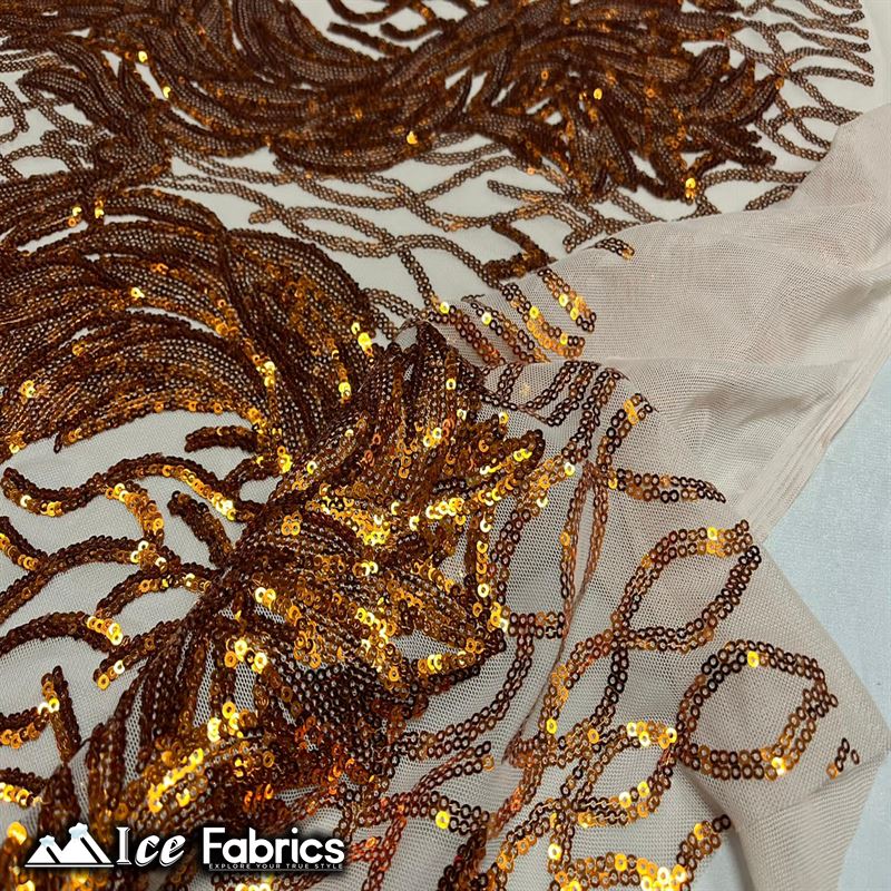 Tree Design Embroidery Stretch Sequin Fabric / Spandex MeshICE FABRICSICE FABRICSBy The Yard (56" Wide)Orange on NudeTree Design Embroidery Stretch Sequin Fabric / Spandex Mesh ICE FABRICS
