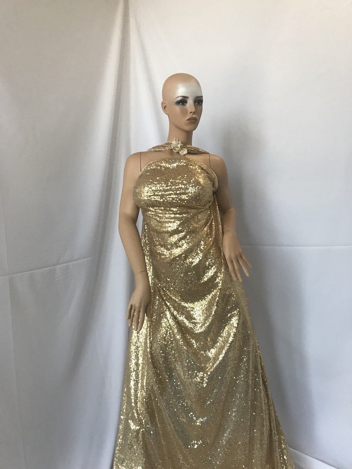 Wedding Top Gold Sequins Mesh Lace Dress Fabric Fashion Prom Dress By YardICE FABRICSICE FABRICSWedding Top Gold Sequins Mesh Lace Dress Fabric Fashion Prom Dress By Yard ICE FABRICS