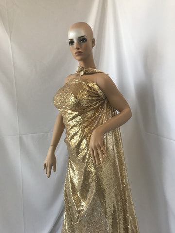 sequin dress material Wedding Top Gold Sequins Mesh Lace Dress Fabric Fashion Prom Dress By
