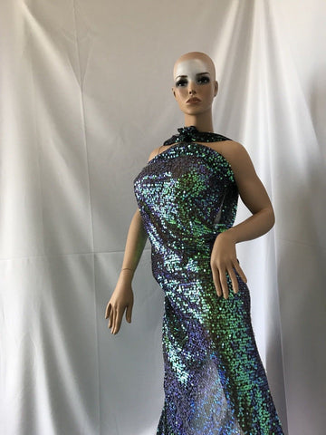 Wedding Top green Sequins mesh lace dress fabric Fashion Prom dress by