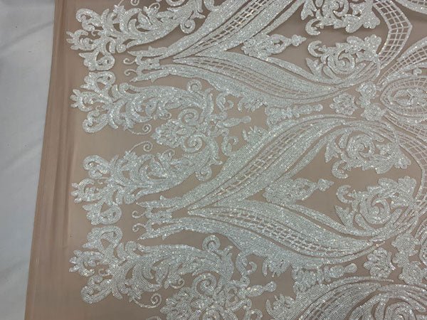 White On A Nude Mesh Elegant Bridal Fabric_ Lace FabricICEFABRICICE FABRICSWhite On A Nude MeshPer YardWhite On A Nude Mesh Elegant Bridal Fabric_ Lace Fabric ICEFABRIC